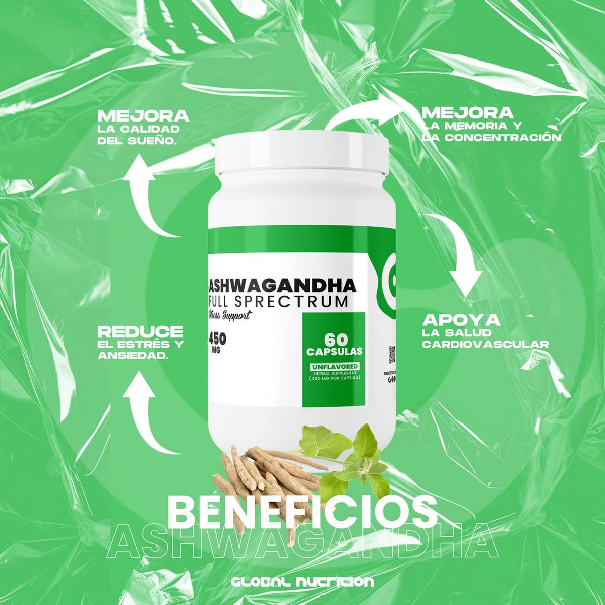 GENERICO - Ashwagandha Full Spectrum 450 mg 60 Caps Global Nutrition