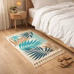ARMONIA - Alfombra Pie de Cama Tropical 60x90cm Lino Verde 732