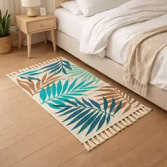 ARMONIA - Tapete 60x90cm Lino Tropical con Hojas Verdes 732