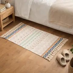 ARMONIA - Alfombra Pie de Cama Lino Elegante Étnico 60x90cm 733