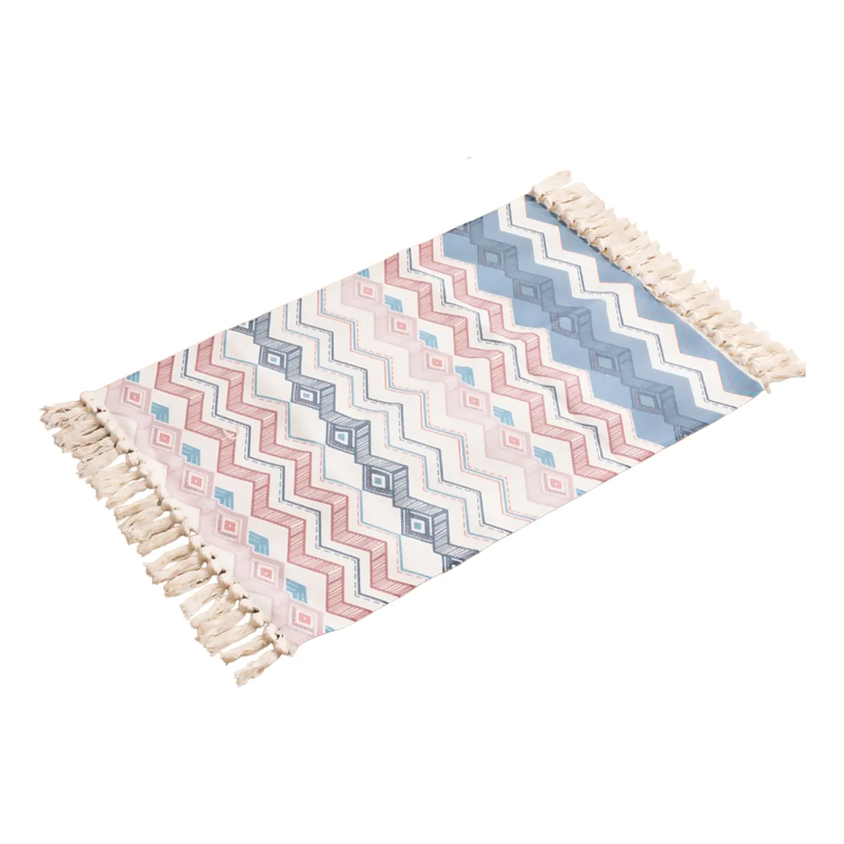 ARMONIA - Bajada de Cama Lino 60x90cm Diseño Zigzag Pastel 737