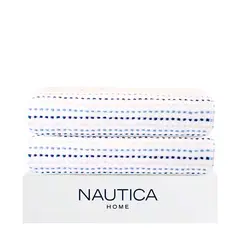 NAUTICA - Pack 2 Toallas de Baño Stripe Home 100% algodón76x137cm blanca