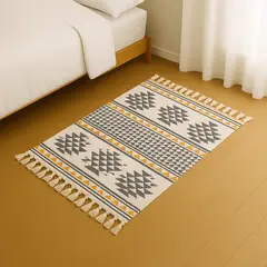 ARMONIA - Alfombra Geométrica Elegante Lino 60x90cm para Cama 734