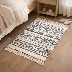 ARMONIA - Alfombra Pie de Cama Lino Étnico Resistente 60x90 735