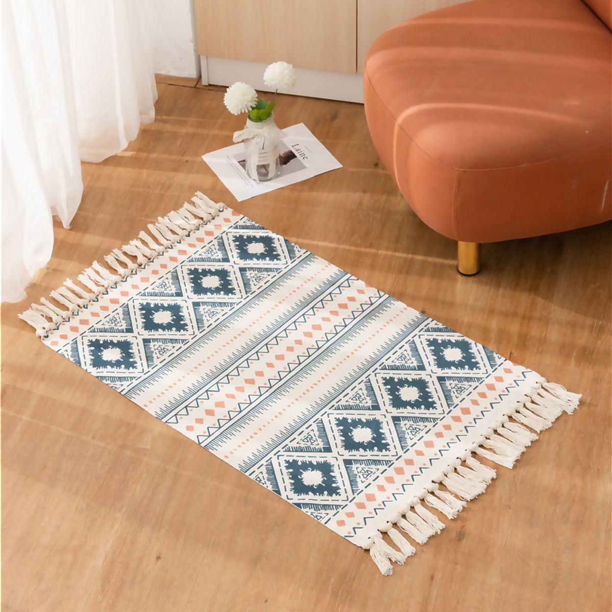ARMONIA - Alfombra Étnica Colorida 60x90cm de Lino para Cama 739