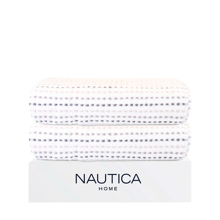 Pack 2 Toallas de Bano Stripe Home 100% algodon76x137cm white