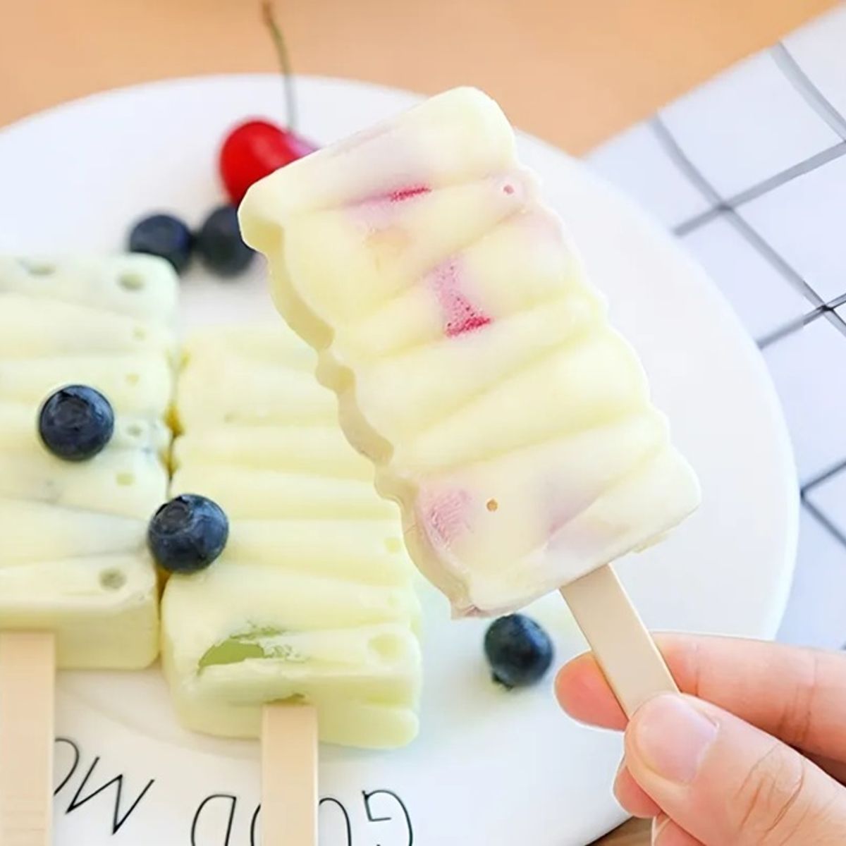 PASTELERIUSCL - Moldes De Silicona Para Helados Molde Paletas Helado Pale419 Molde Helados 4cav + Paleta Madera