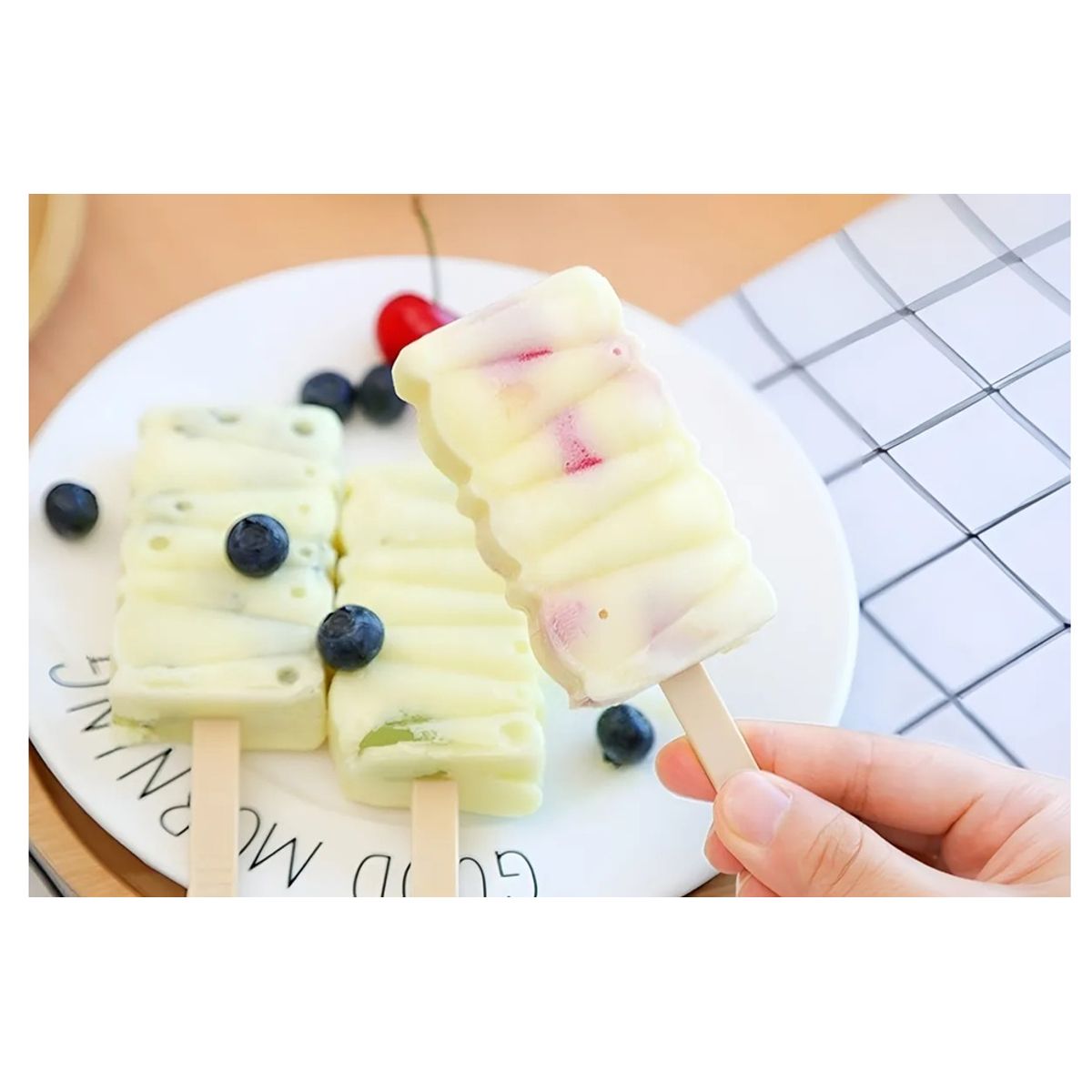 PASTELERIUSCL - Moldes De Silicona Para Helados Molde Paletas Helado Pale419 Molde Helados 4cav + Paleta Madera