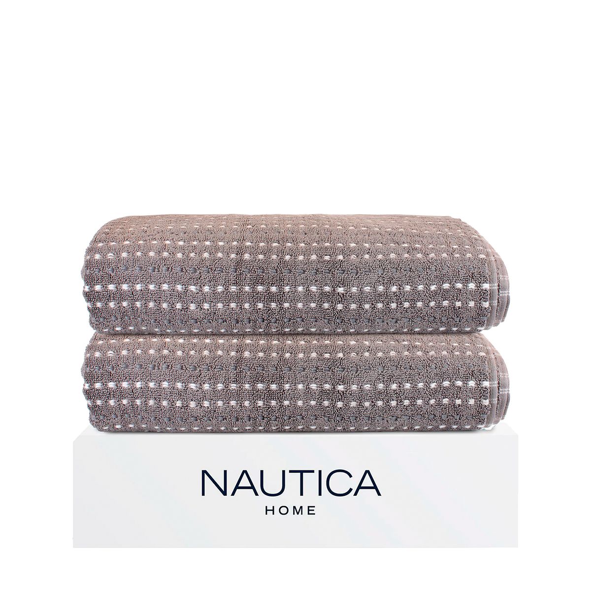 NAUTICA - Pack 2 Toallas de Baño Stripe Nautica Home 100% algodón76x137cm gris