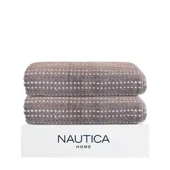NAUTICA - Pack 2 Toallas de Baño Stripe Home 100% algodón76x137cm gris