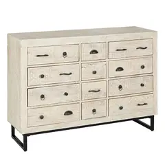 ATMOSPHERA - Cómoda 12 Cajones Madera tallada 127x40x94,5 cm