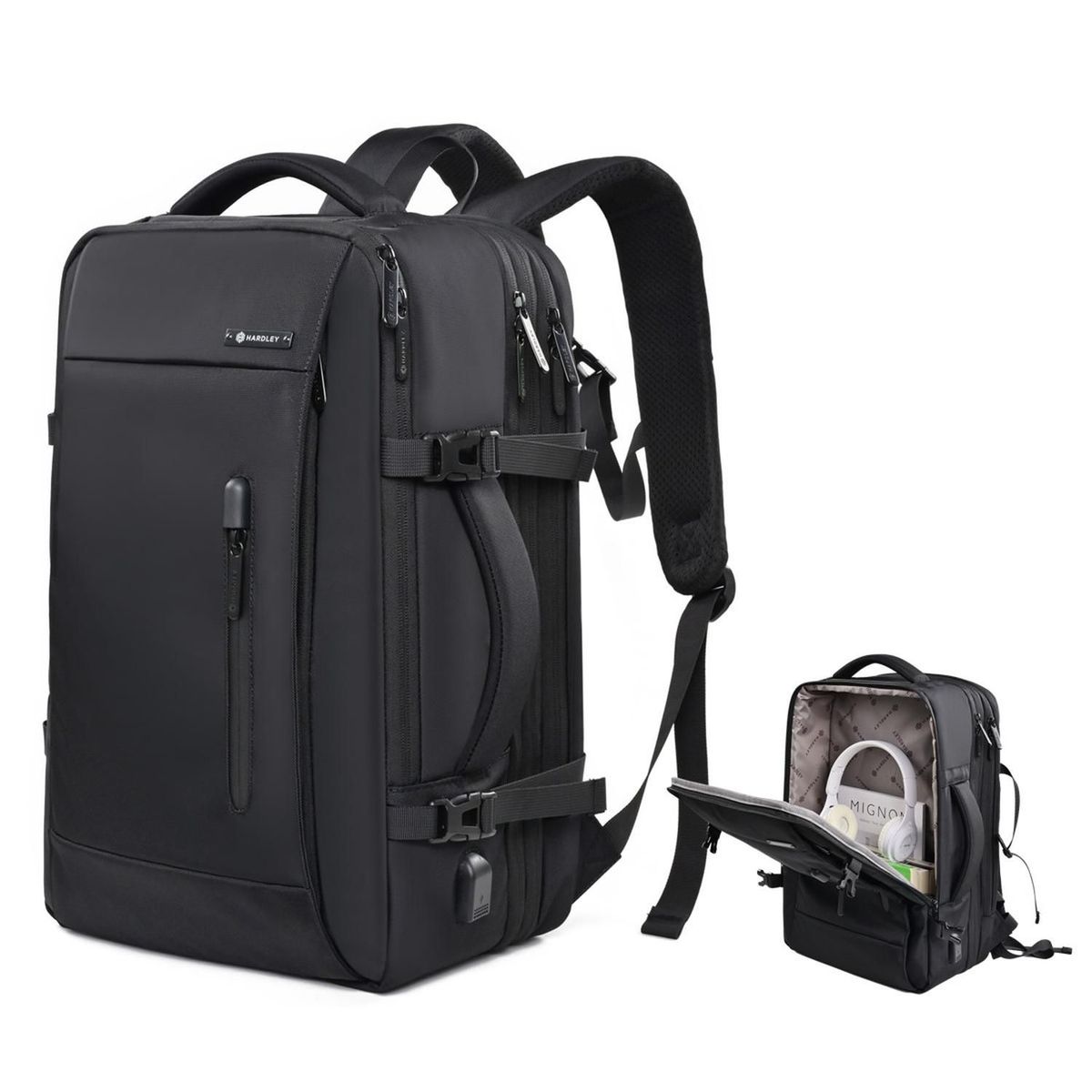 HARDLEY - Mochila para Viaje Notebook Hardley 40L Nylon Balistico +USB