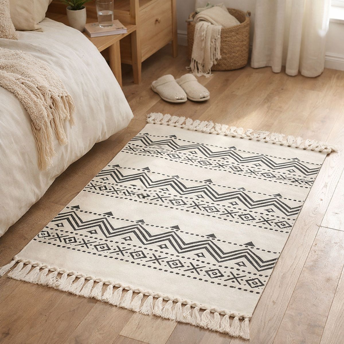 ARMONIA - Bajada de Cama Lino Diseño Étnico Resistente 60x130 744