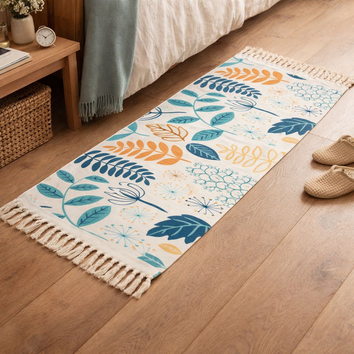 ARMONIA - Bajada de Cama Lino Diseño Floral Resistente 60x130 745