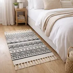 ARMONIA - Bajada de Cama 60x90cm Étnica de Lino Resistente 735