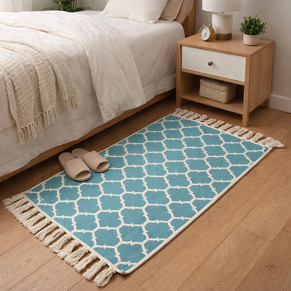 ARMONIA - Bajada de Cama Lino Elegante Estilo Marroquí 742