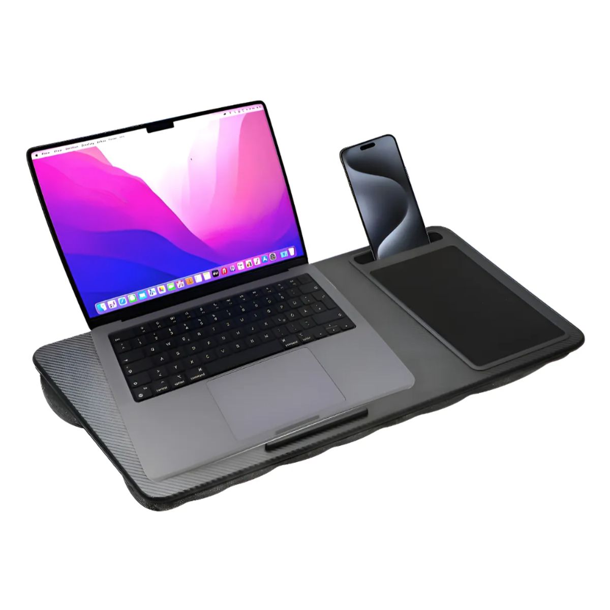 GENERICO - Soporte Mesa Cama Notebook Tablet Fibra De Carbono+ Mousepad Negro