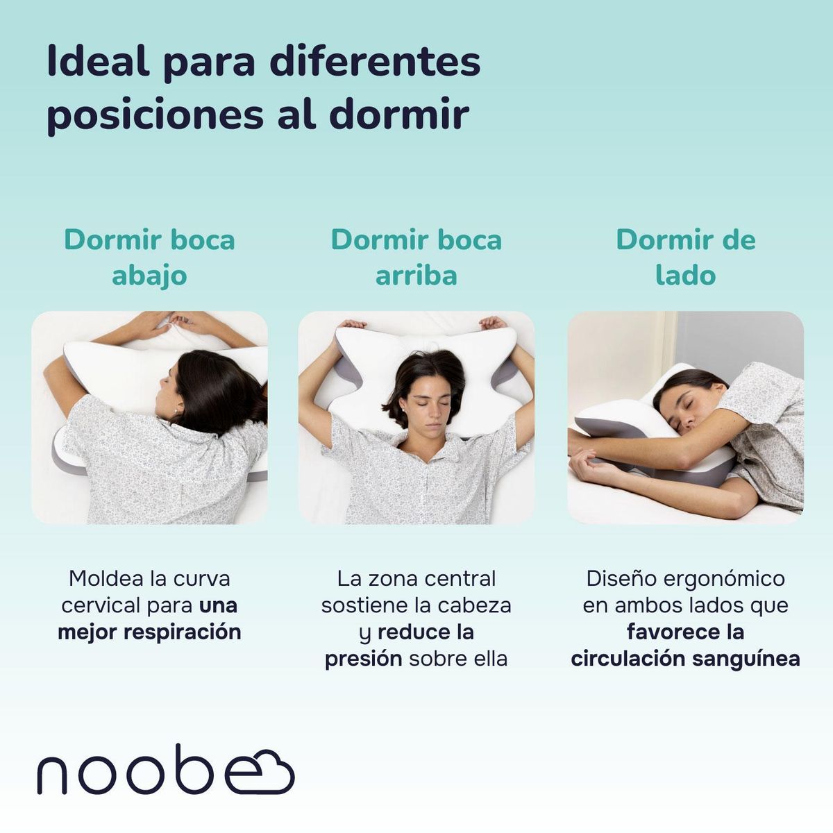 NOOBE DREAM ON - Almohada Viscoelastica Memory Foam Noobe Ortopedica Cervical