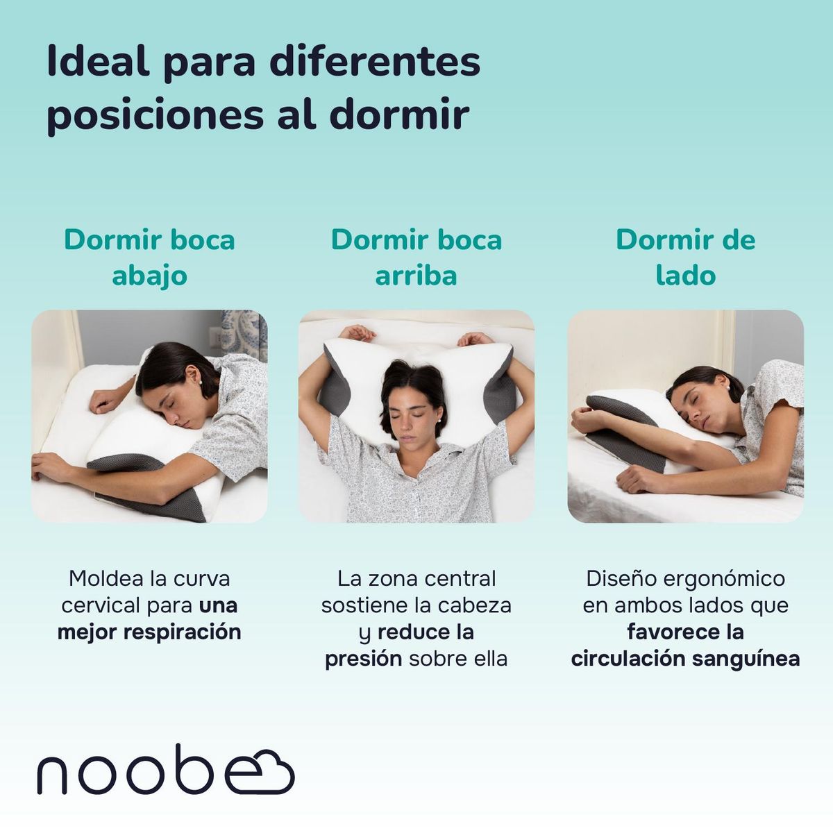 NOOBE DREAM ON - Almohada Viscoelastica Memory Foam Noobe Ortopedica Cervical
