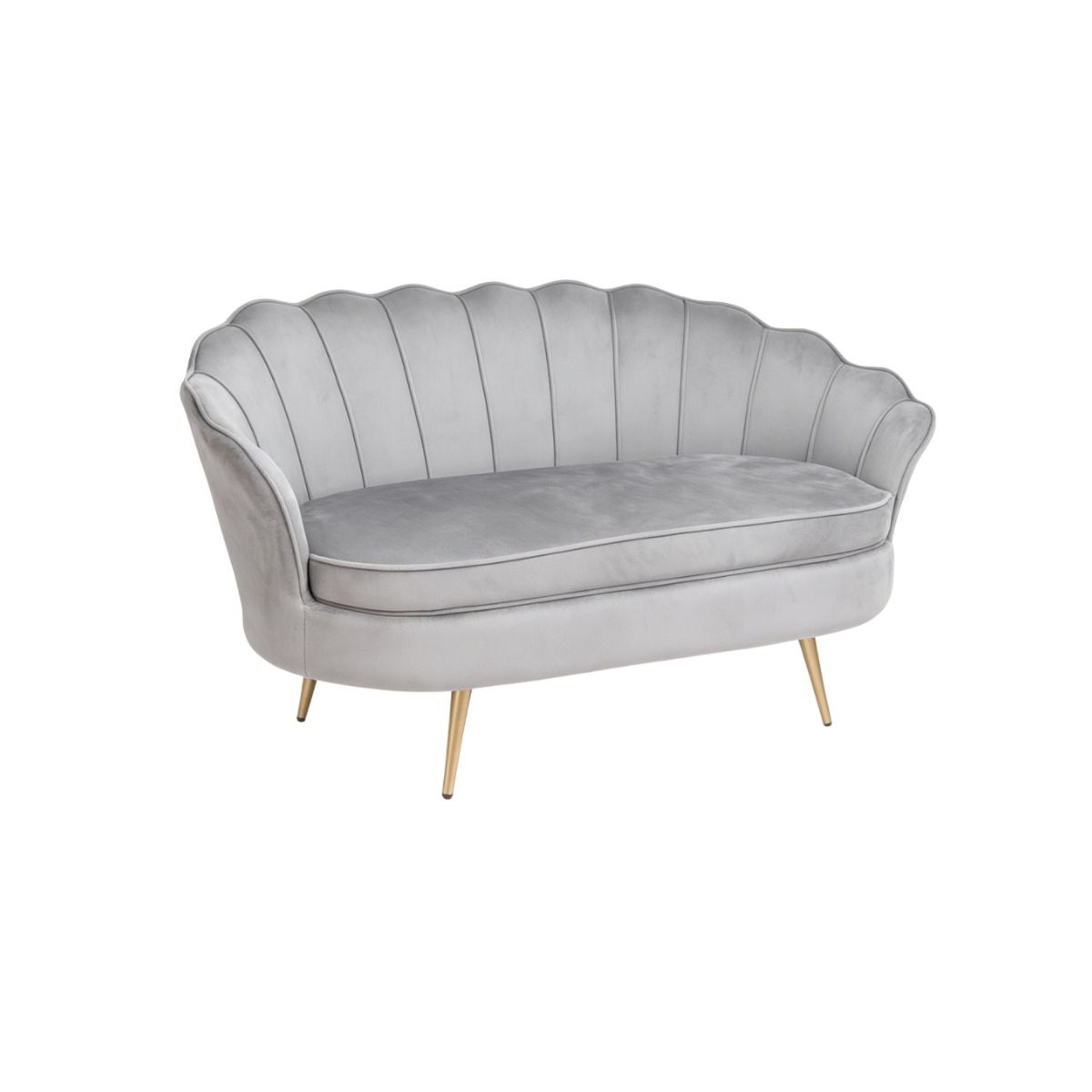 HABITA2 CHILE - SOFA SHELL DE TERCIOPELO 3 CUERPOS BASE DORADA