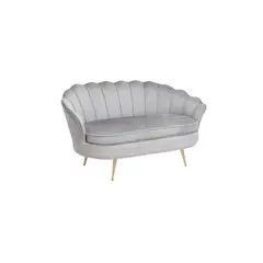 HABITA2 CHILE - SOFA SHELL DE TERCIOPELO 3 CUERPOS BASE DORADA