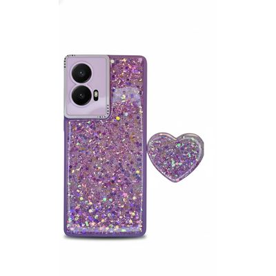 Generico Carcasa Para Motorola G85 Glitter Brillo Lila Con