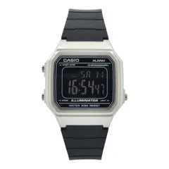 CASIO - Reloj unisex W-217HM-7BV correa resina negro marco plata