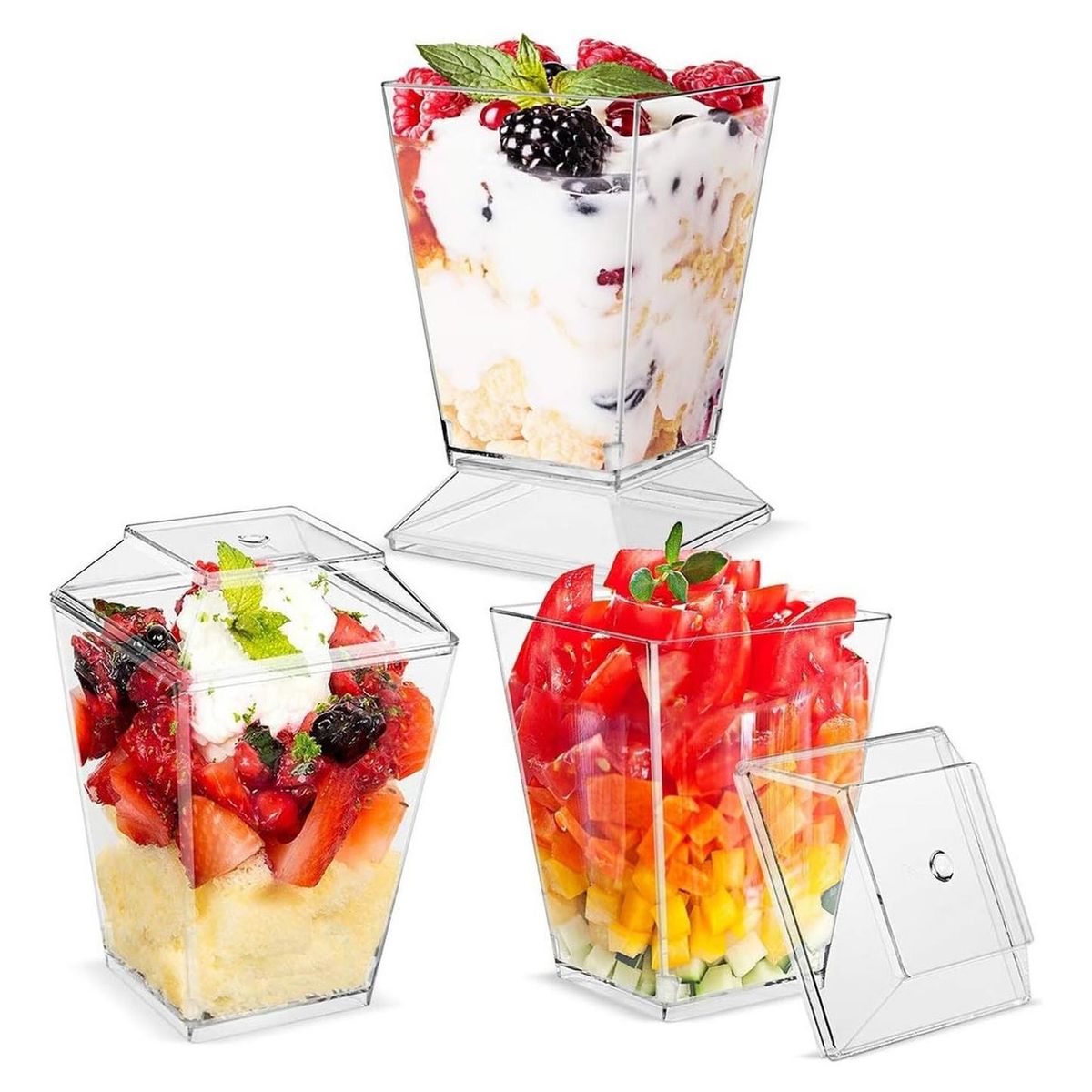 PASTELERIUSCL - 30 Vasos Para Postres Set De Vasos Shot Postres C/tapa 110ml Transparentes Para Postres Set De Vasos