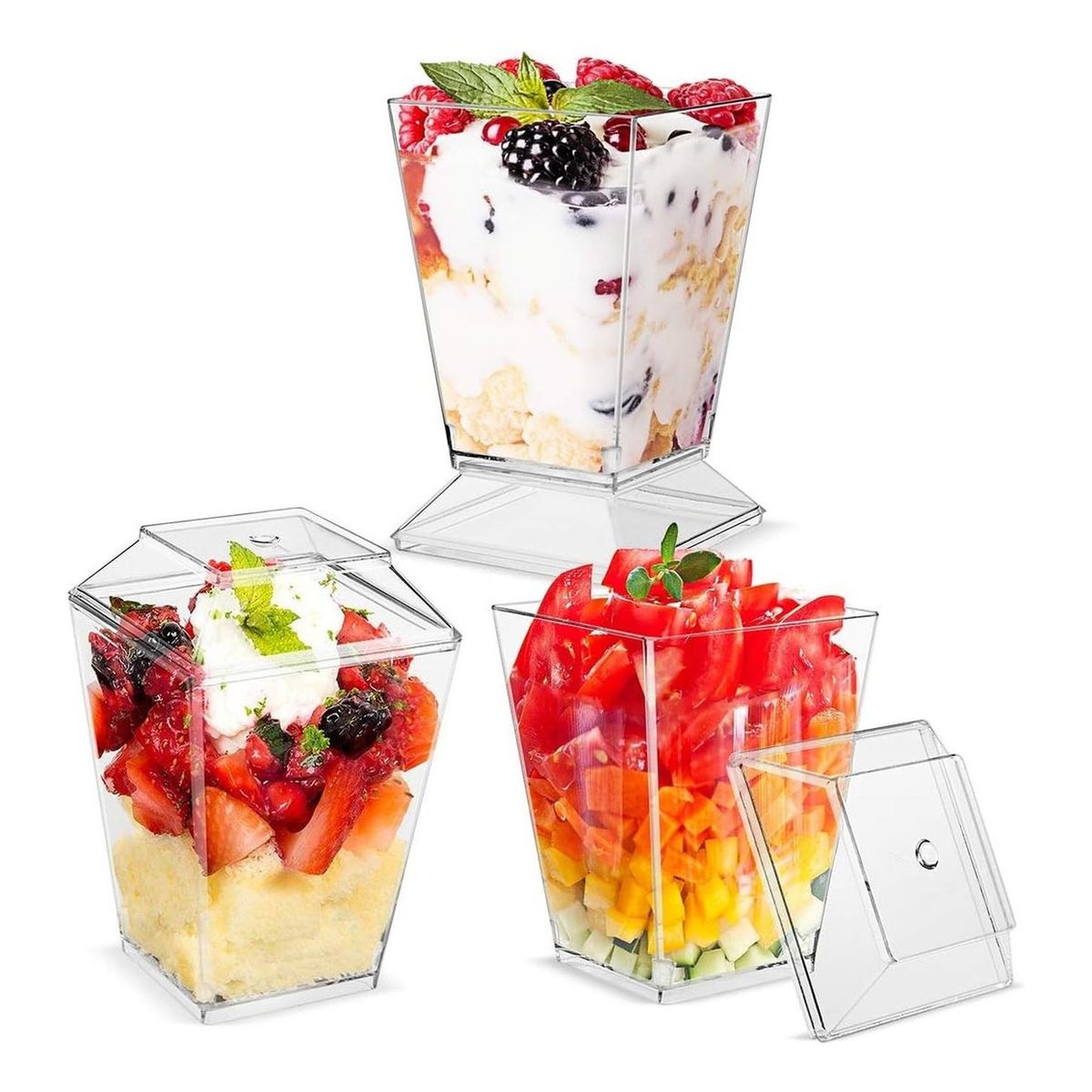PASTELERIUSCL - 30 Vasos Para Postres Set De Vasos Shot Postres C/tapa 110ml Transparentes Para Postres Set De Vasos
