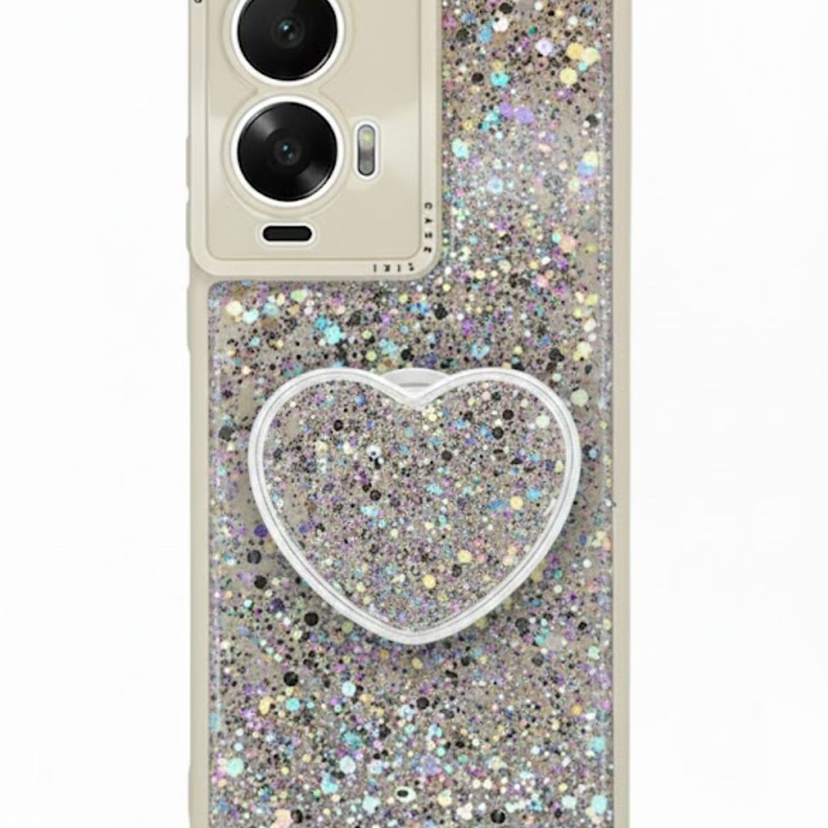 GENERICO - CARCASA PARA MOTOROLA G85 GLITTER BRILLO BLANCO CON POP SOCKET