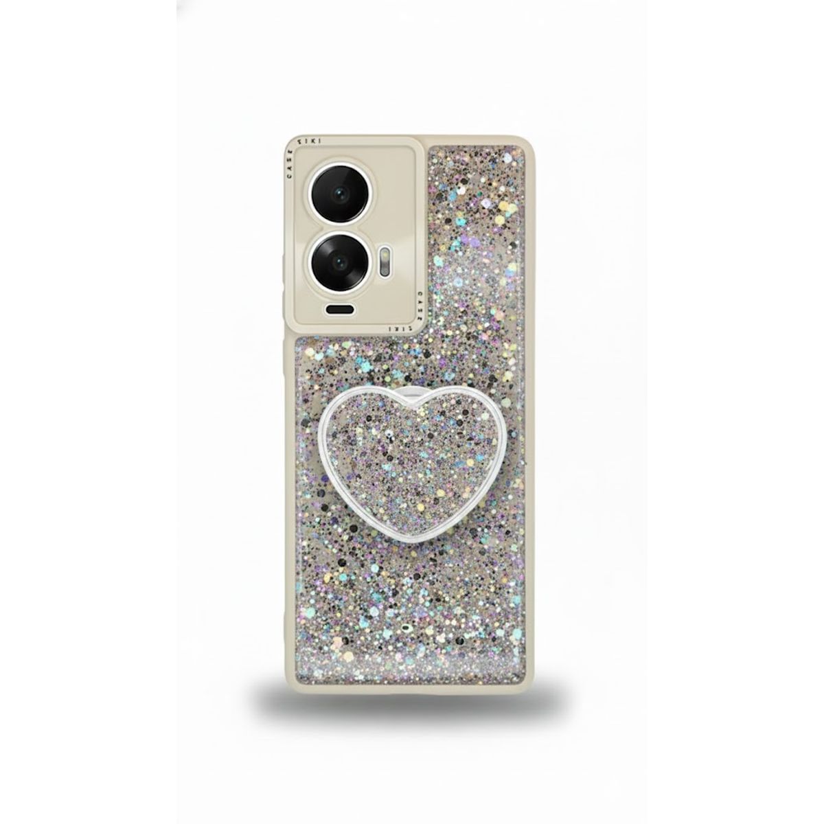 GENERICO - CARCASA PARA MOTOROLA G85 GLITTER BRILLO BLANCO CON POP SOCKET