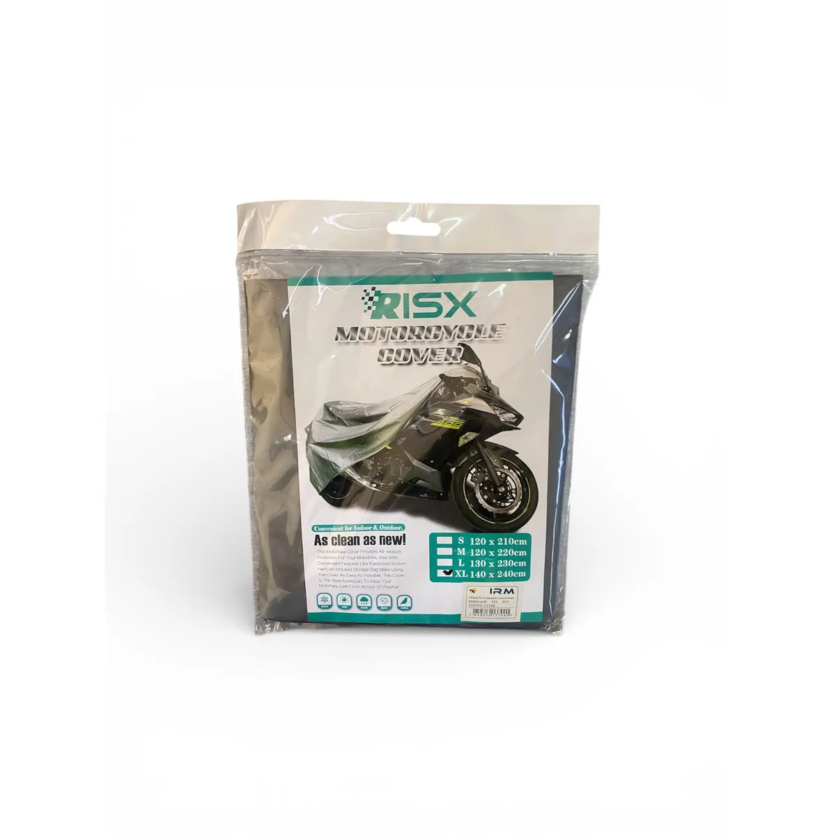 IRM - Funda Cubre Moto Impermeable Marca Risx Talla Xl 140 X 240cm Gris