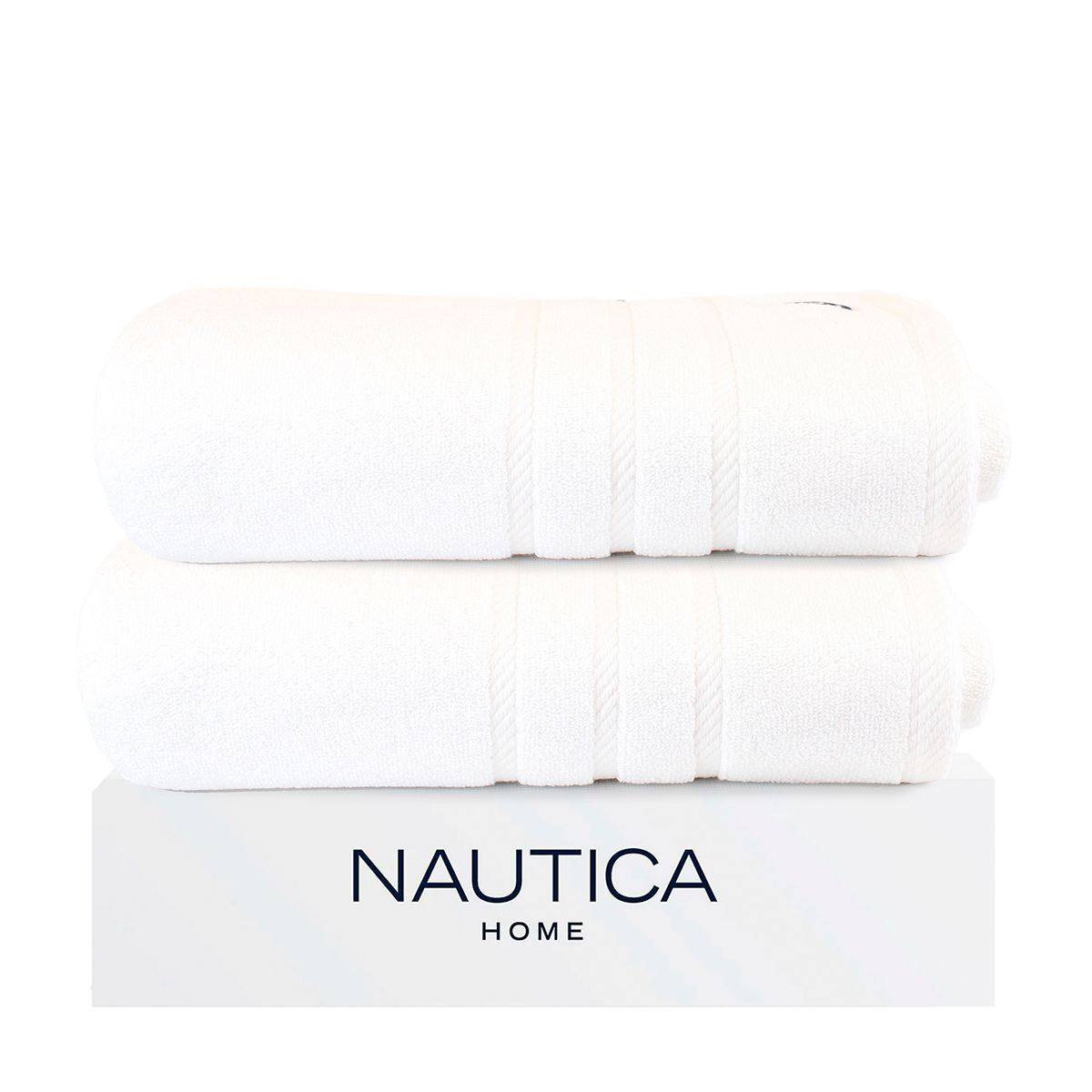 NAUTICA - Pack 2 Toallas de Baño Nautica Home 100% algodón 76x137cm blanca.