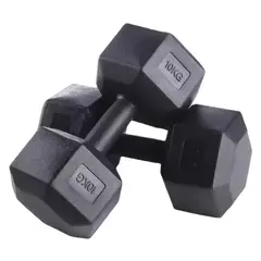 GENERICO - Par de Mancuerna Hexagonal De Caucho 10 Kg