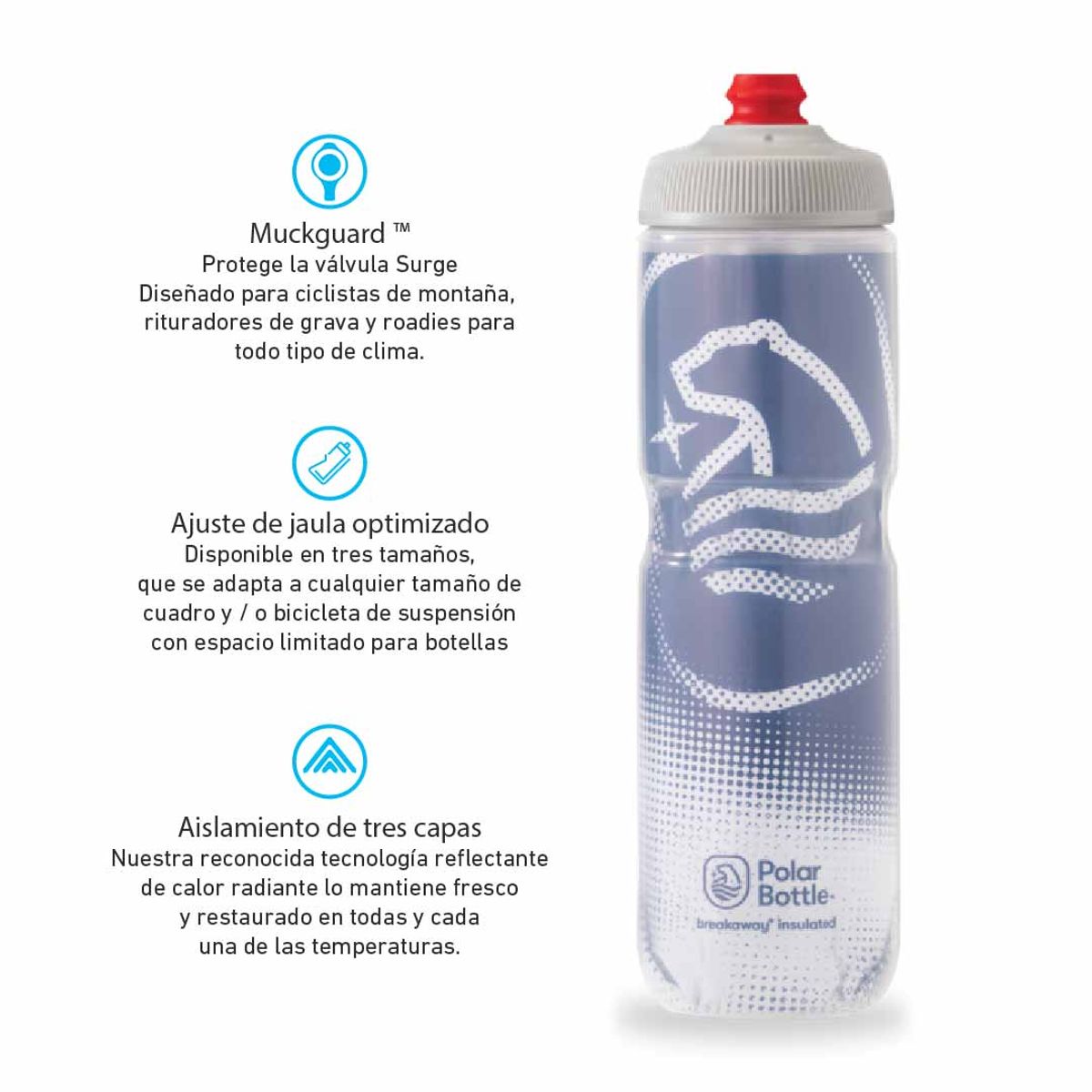 POLAR BOTTLE - BOTELLA BREAKAWAY INSULATED 600ML BIG BEAR NAVY BLUE/WHIT