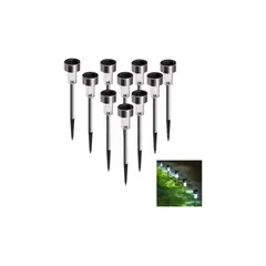 GENERICO - 10x Luz Solar Foco Luz Patio Solar Estacas Solares Jardin Plateado