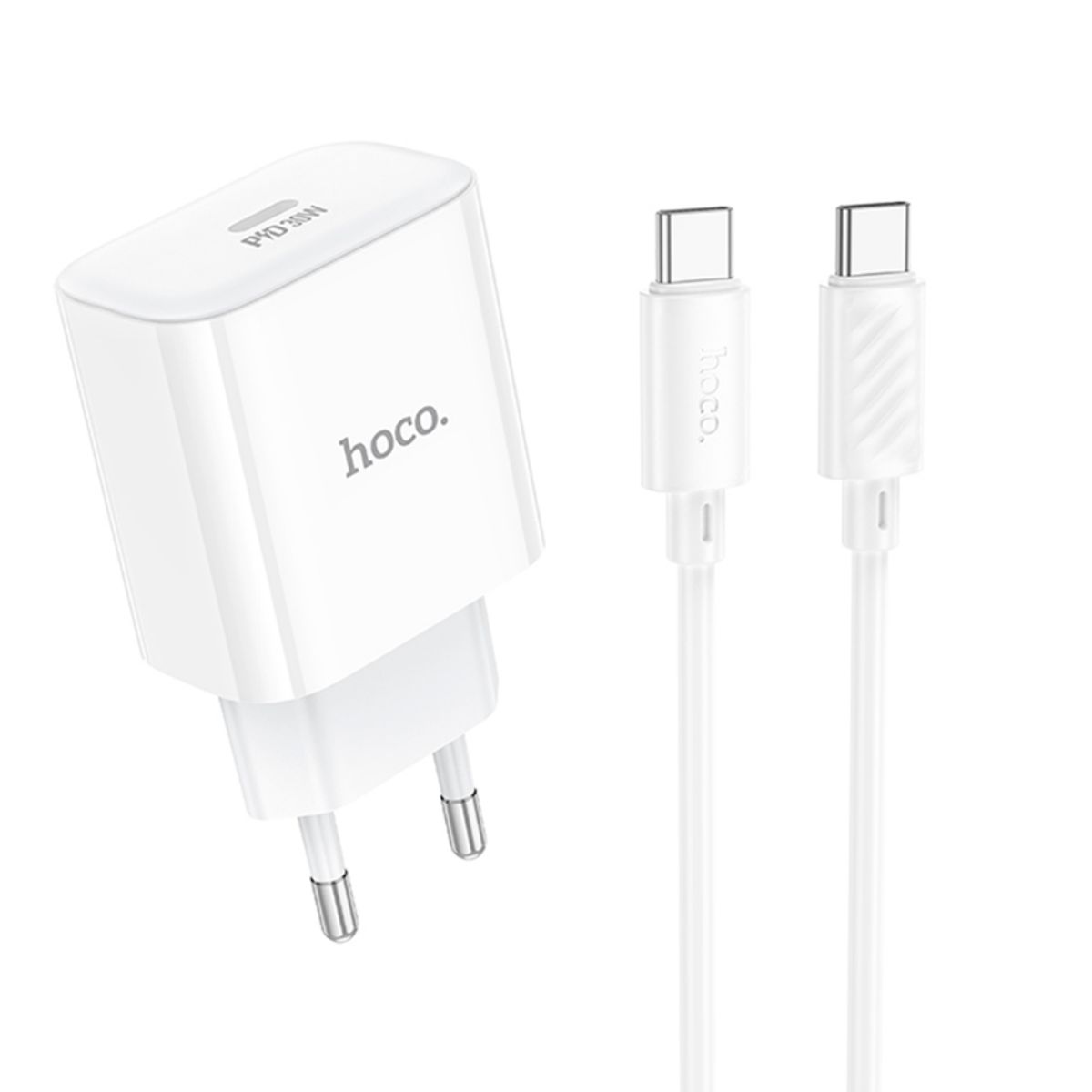 HOCO - Cargador PD 30W + Cable USB-C Carga Super Rapida Hoco C76A Pro Blanco
