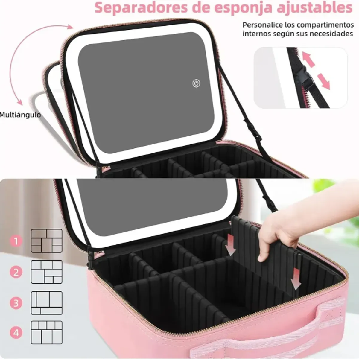 GENERICO - Maleta De Maquillaje Con Espejo Luz Led Organizador Cosmetiquero