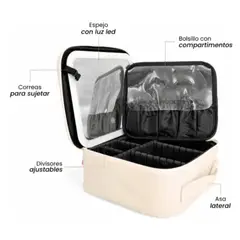 GENERICO - Maleta De Maquillaje Con Espejo Luz Led Organizador Cosmetiquero