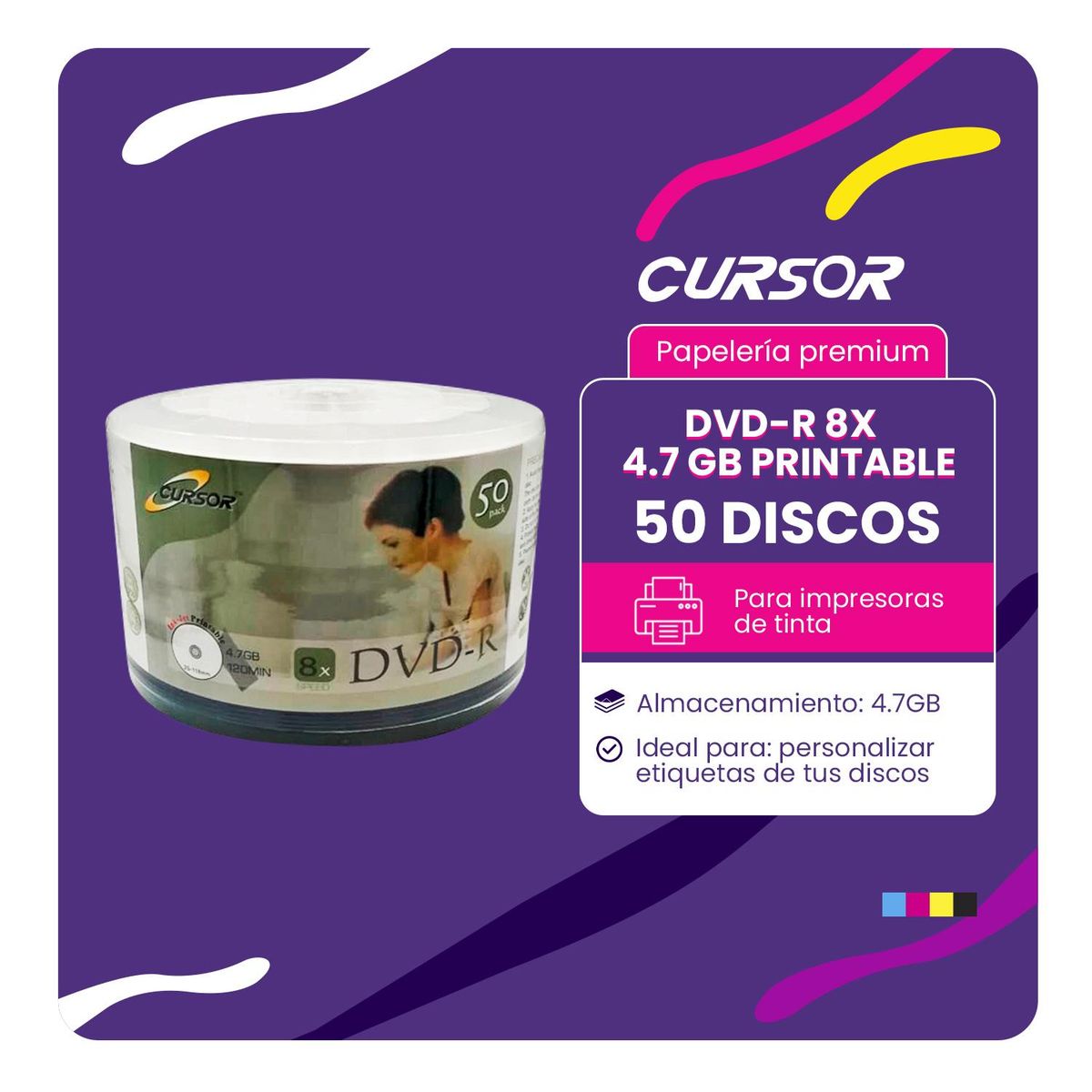 CURSOR - Discos Dvd - R 8x Printable Cursor 47gb 50 Unidades