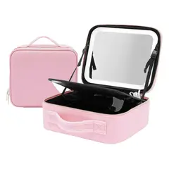 GENERICO - Maleta De Maquillaje Portátil Con Luz Led Espejo Color rosa