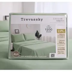 GENERICO - Juego de sabana 2Plaza COLOR Verde Un tono verde suave