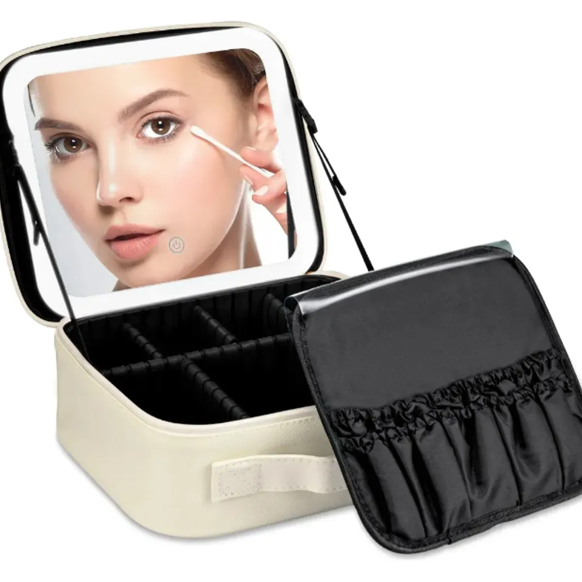 GENERICO - Maleta De Maquillaje Portátil Con Luz Led Espejo Color Blanco