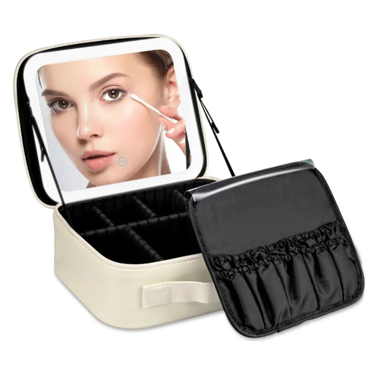 GENERICO - Maleta De Maquillaje Portátil Con Luz Led Espejo Color Blanco