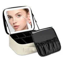 GENERICO - Maleta De Maquillaje Portátil Con Luz Led Espejo Color Blanco