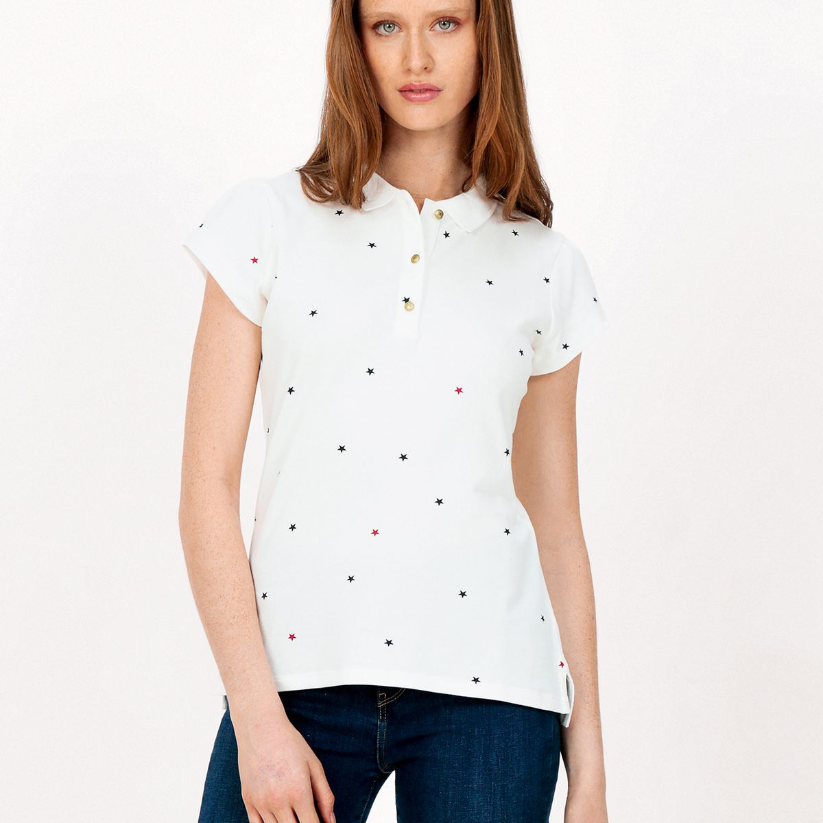 TOMMY HILFIGER - Polo Star Print BlancoTommy Hilfiger