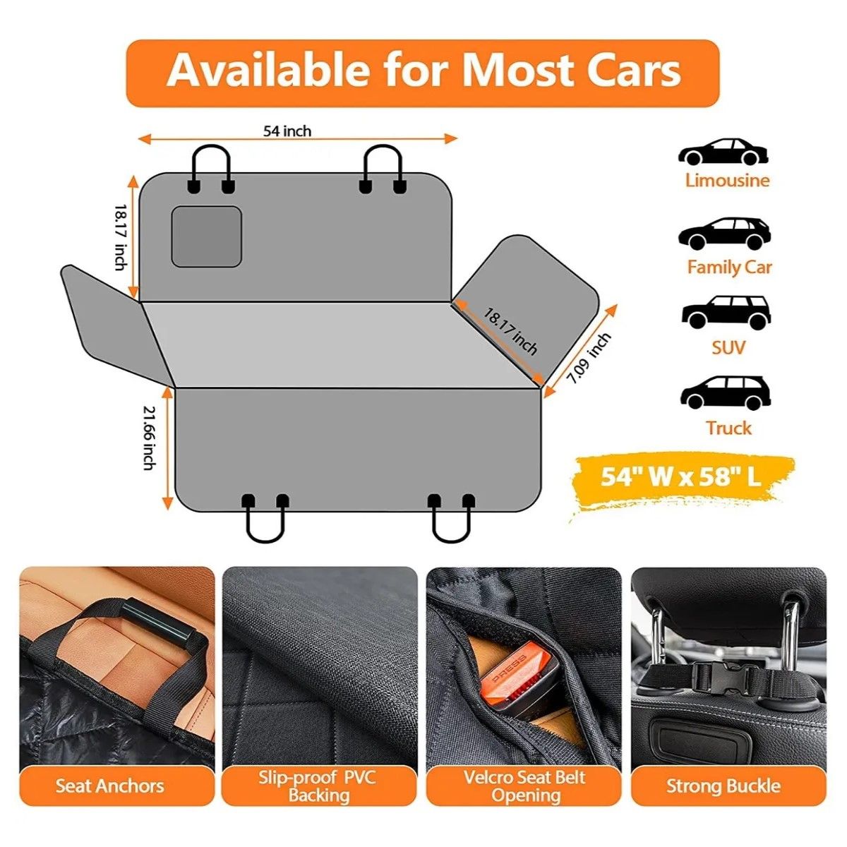 GENERICO - Lona Funda De Cojín Para Gatos Y Perros De Automóviles