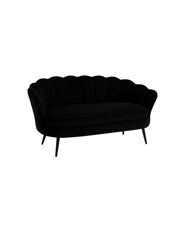 SOFA 3 CUERPOS BASE NEGRA SHELL DE TERCIOPELO Negro