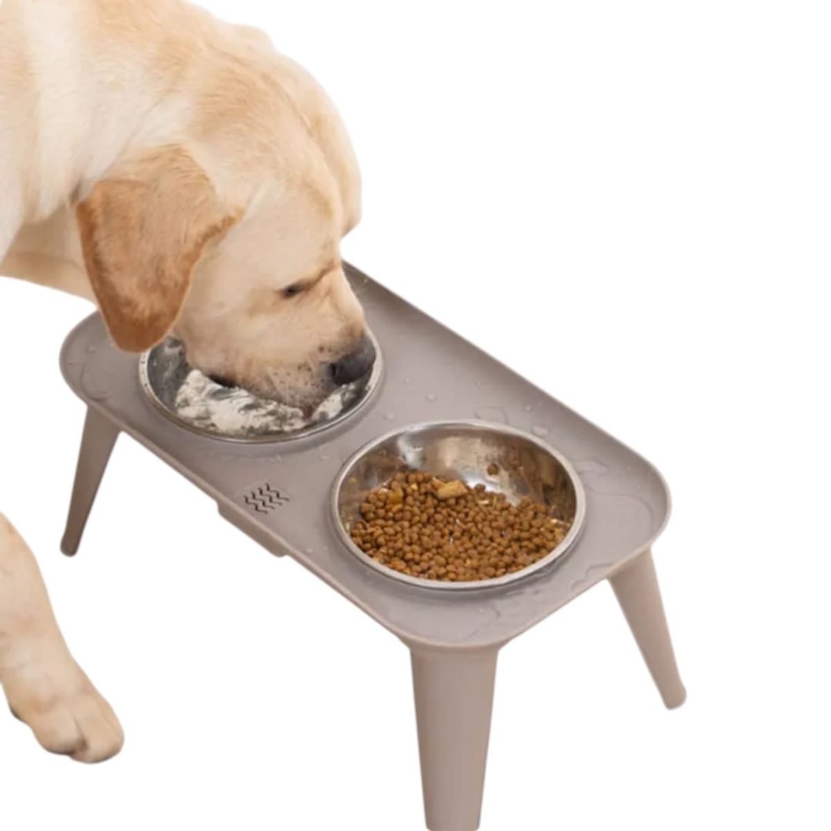 GENERICO - Plato Comedero Doble Plato De Altura Para Perros Y Gatos Gris