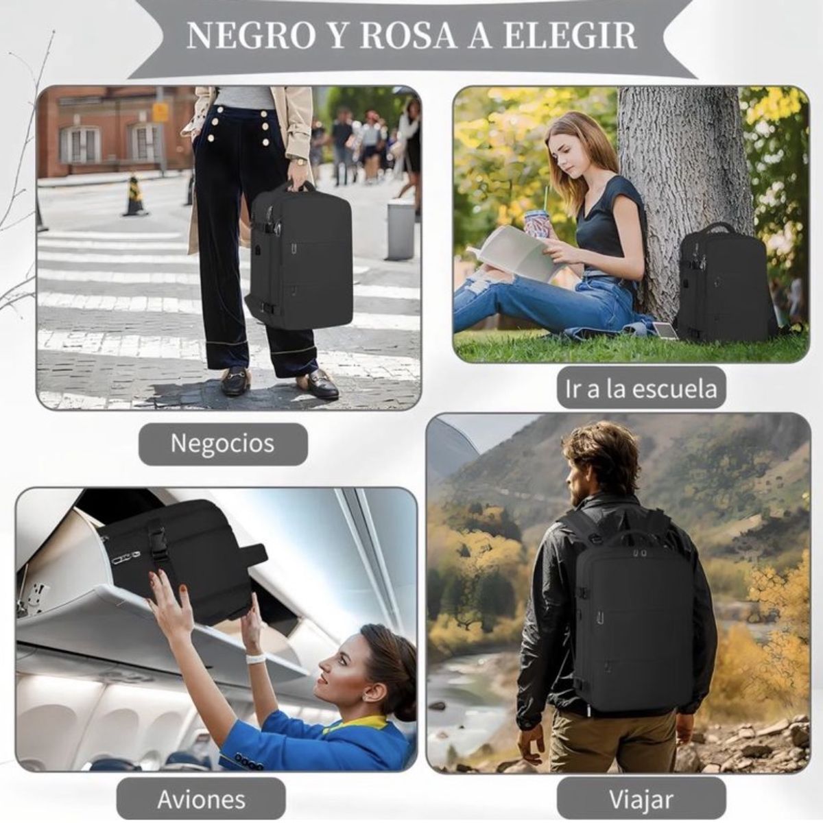 MOMO - Mochila De Viaje Avión Aprobado Gran Capacidad  Diseño De La Tela Lisa 501